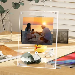Clear acrylic music photo frame custom picture display stand for desk home decor gift