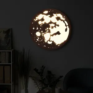 Applique Murale Luna LED in Legno Lampada da Notte Nordica Decorazione da Parete