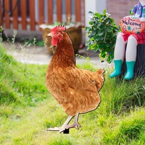 Paletto da giardino in acrilico colorato con gallina, decorazione per esterni.