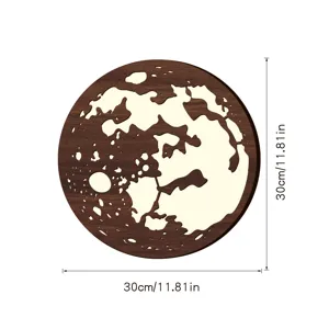 Applique Murale Luna in Legno Luce Notturna LED 30cm Decor Boho Arte da Parete Estetica