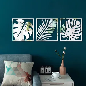 Stickers muraux miroir acrylique 3D, feuille de palmier, deco maison autoadhésive