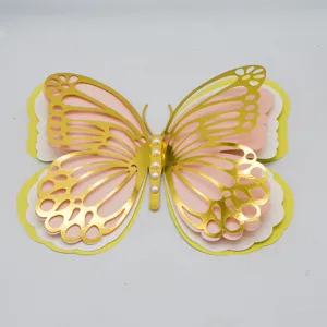 3D four-layer hollow pearl paper butterfly wall sticker for wedding party home decoration.
