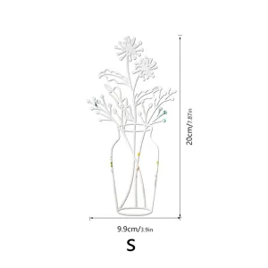 3D acrylic mirror wall sticker flower vase home decoration art decal size small S
