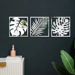 Stickers muraux miroir acrylique feuilles tropicales 3D autocollants déco murale maison.