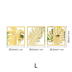 Stickers muraux miroir acrylique 3D feuille d'or palmier décoration murale maison
