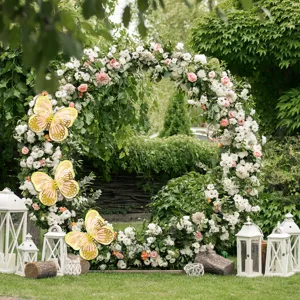 3D hollow pearlescent paper butterfly decorations for wedding party garden arch backdrop.