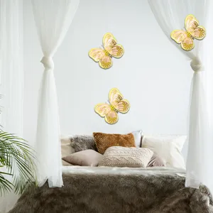 3D 4-layer pearl paper butterfly wall sticker, hollow wedding party home decor item.