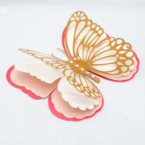 3D hollow butterfly wall sticker four layers pearl paper wedding party home decor