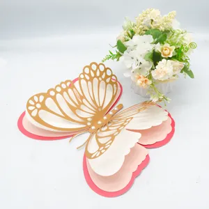 3D multi-layered hollow pearl paper butterfly wall sticker for wedding party home decor.