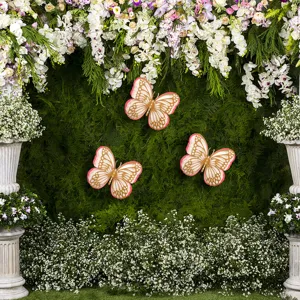 3D large hollow paper butterfly wall sticker, pearl shimmer for wedding party decor.