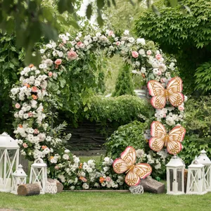3D hollow pearl butterfly wall stickers for wedding party holiday decoration large size arch decor