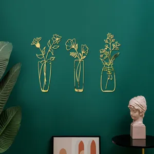 3D Acrylic Mirror Wall Stickers Flower Vase Potted Plants Self-Adhesive Wall Decals Home Decor Living Room Bedroom
