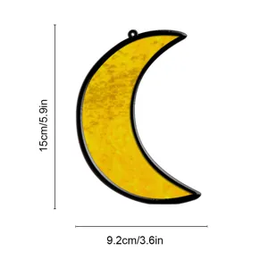 Stained glass moon acrylic suncatcher pendant for home window hanging decoration and gift.