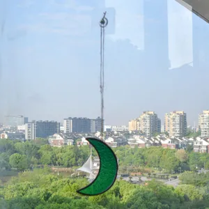 Acchiappasole a mezzaluna in vetro colorato da appendere alla finestra con ventosa e corda casa