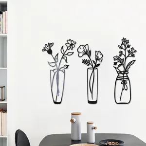 3D acrylic mirror wall sticker potted plant vase modern home decor self-adhesive wall art