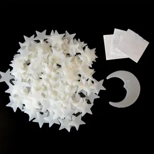 Luminous glow in the dark stars and moon wall stickers set for bedroom ceiling decor.