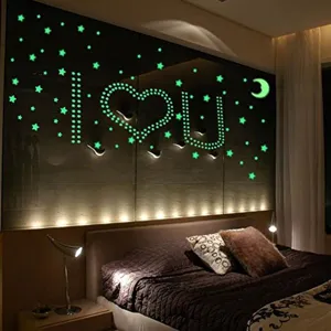 Glow in the dark star moon wall stickers luminous fluorescent decor decals for bedroom
