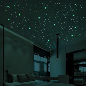 Leuchtende Sterne Wandaufkleber für Schlafzimmer Decke, fluoreszierende Deko-Sticker.