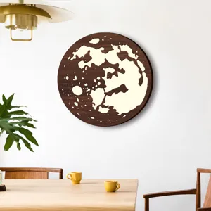 Decorazione murale luna in legno con LED, luce notturna stile bohémien per camera e soggiorno.