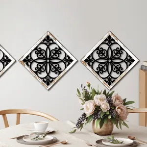 Wooden cutout wall decor diamond shaped wood grain wall art for living room bedroom home