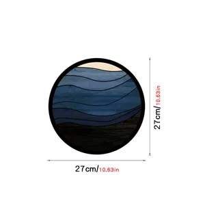 Round wooden wall art with abstract geometric wave pattern, perfect for modern living room decor.