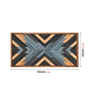 Gros plan sur l art mural en bois geometrique nordique avec une belle texture.