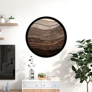 Nordic round wooden wall art geometric decorative painting for living room bedroom interior