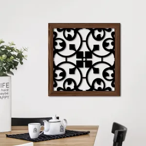 Wooden hollow UV printed wall decor art painting, modern geometric hanging mural for home room.