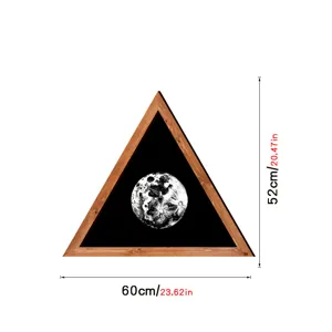 Nordic style triangular wooden frame wall art featuring a stunning moon pattern, 60x52cm home decor.