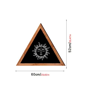 Wooden frame geometric sun wall art decor, modern minimalist hanging picture for room