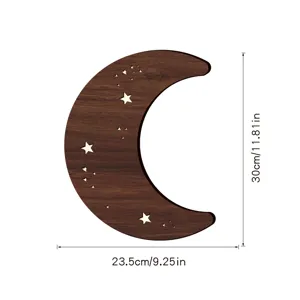 Lampada notturna da parete LED in legno luna e stella stile nordico bohémien per camera letto.