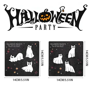 Halloween Wooden Magnetic Fridge Sticker Ghost Cat Kitchen Festive Decor 14x14cm new