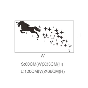 Unicorn mirror acrylic wall sticker for kids room DIY home decor with size options.