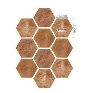 Hexagonal wood grain self adhesive floor tile stickers anti slip protective film decor
