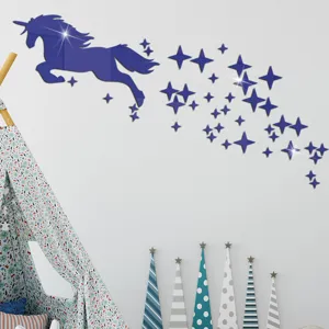 Acrylic Unicorn Wall Mirror Stickers Kids Room DIY Decor Star Wall Decals for Home