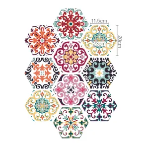 Adhesivos de azulejos hexagonales autoadhesivos, pegatinas de suelo antideslizantes.