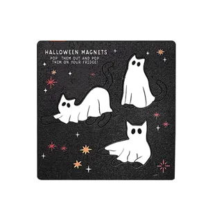 Wooden Halloween ghost cat fridge magnets decorative pop out magnetic sticker board