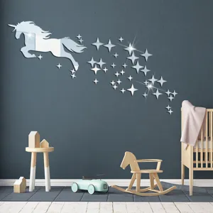 Unicorn DIY mirror acrylic wall sticker detailed view for kids bedroom nursery home decor