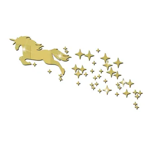 Acrylic Unicorn Wall Sticker DIY Mirror Wall Decal Kids Room Nursery Home Decor Self-Adhesive Waterproof Wall Decor