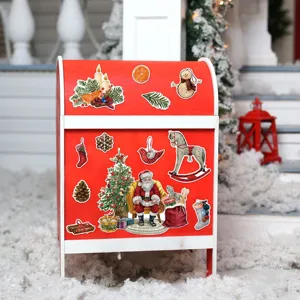 Christmas magnetic fridge sticker, festive decorative decals for dishwasher and metal surfaces.