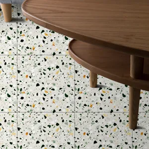 Thickened terrazzo self-adhesive floor sticker, waterproof and anti-slip tile decor.