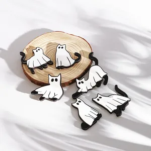 Wooden ghost cat fridge magnets Halloween cute animal magnetic stickers for kitchen decor