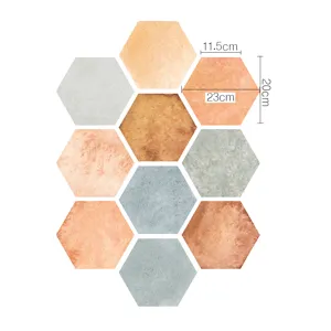 Adhesivos para azulejos de suelo hexagonales 3D autoadhesivos, película de sarga antideslizante.