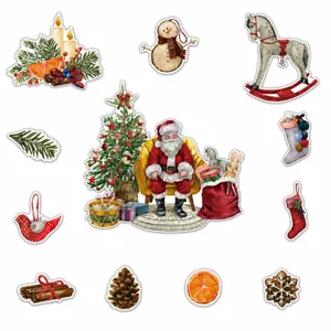 Christmas magnetic dishwasher cover and refrigerator stickers set for holiday home kitchen decor.