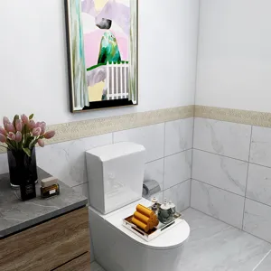 Autocollants de carrelage en marbre imperméable pour décoration murale de salle de bain, film.