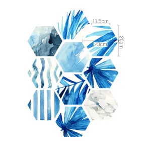 Adhesivos de baldosas hexagonales acuarela azul suelo antideslizante decoración.