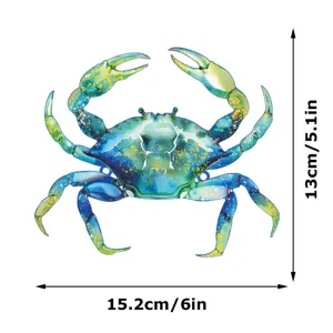 Metal crab wall hanging blue ocean iron decor for home indoor wall art display 1pc
