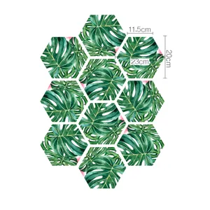 Adhesivo para azulejos de suelo monstera hexagonal antideslizante impermeable detalle
