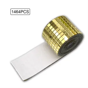 Rouleau autocollant de carreaux de mosaïque miroir en verre doré 1464 pcs déco murale