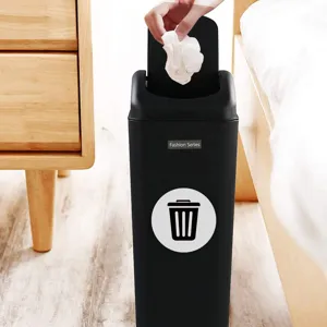 Pattumiera stretta in plastica con coperchio, cestino compatto per bagno, camera da letto.
